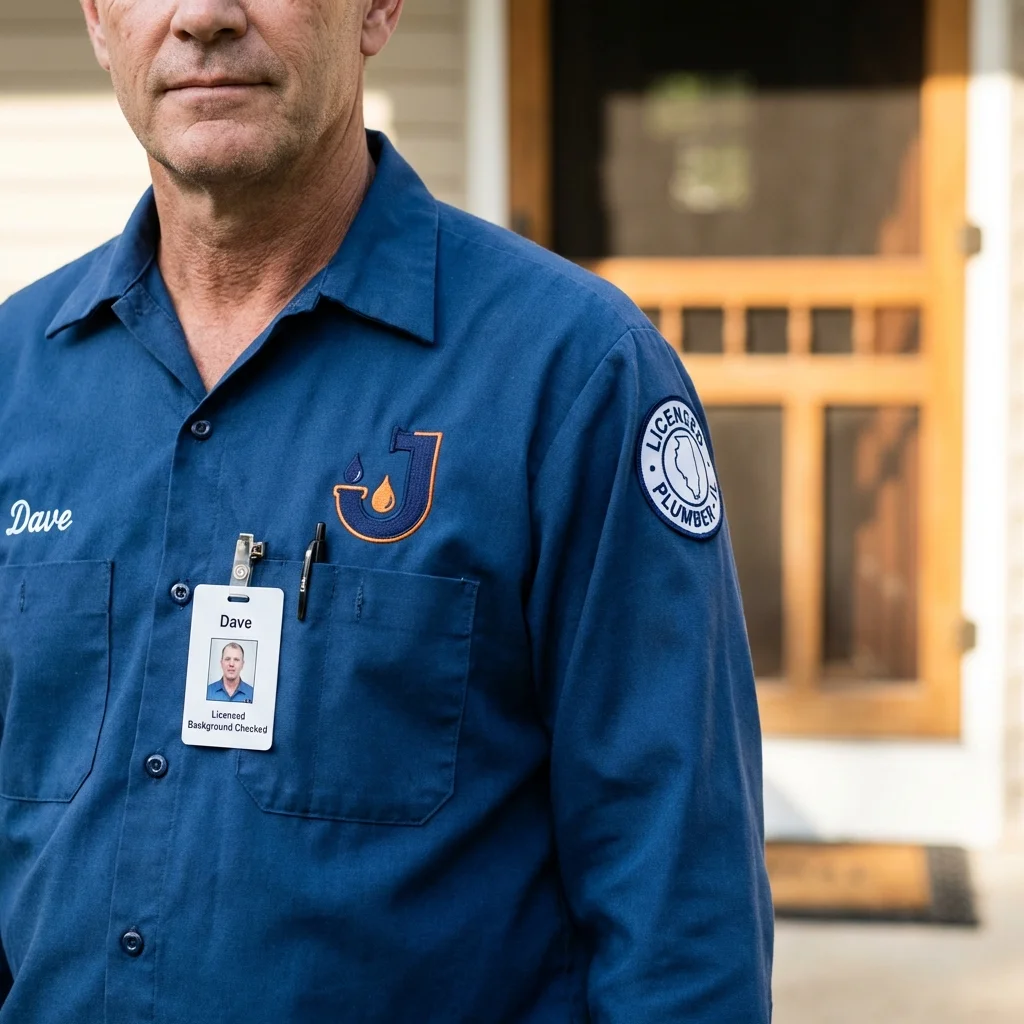 Licensed plumber showing ID badge in Barrackville, WV