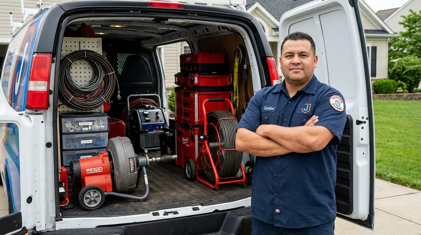 Professional drain cleaning equipment and Johns Plumbing LLC plumber in Barrackville