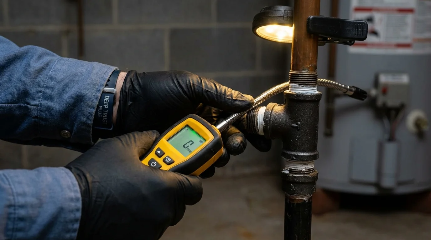 Gas leak detection with electronic sniffer by Johns Plumbing LLC in Barrackville