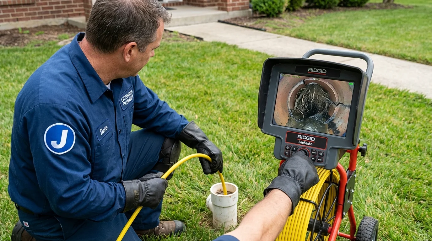 Sewer camera inspection being performed by Johns Plumbing LLC in Barrackville